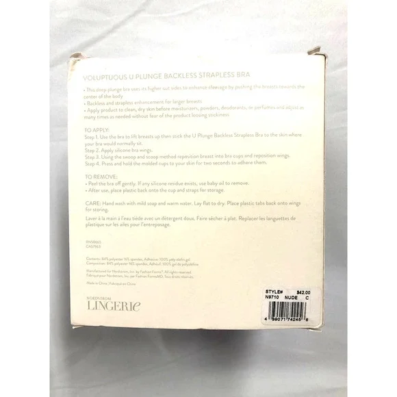 Nordstrom Lingerie Voluptuous U Plunge Strapless Bra Adhesive Nude C NWT - Picture 6 of 6